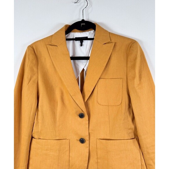 Rag & Bone Womens Suit Set Yellow Linen Tailored Blazer Straight Trouser Size 2 - Picture 6 of 16